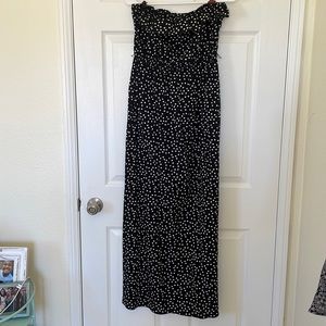 B/W polka dot, Strapless dress. L